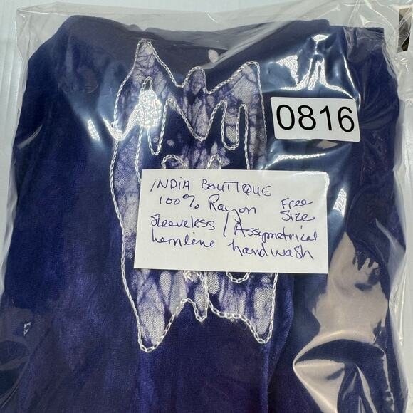 Butterfly Embroidered Beach Dress Free Size Rayon Tie Dye Artsy Asymmetric Fairy - Picture 11 of 11